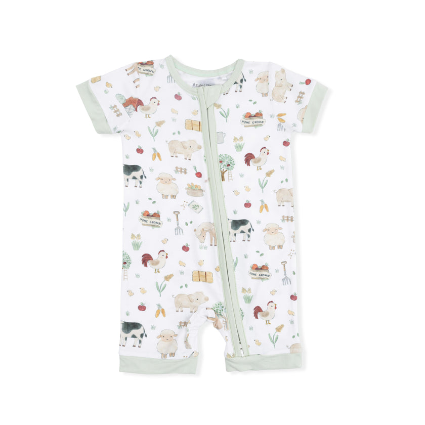 Cute Farm Animals Uni - Shortie 2 Way Zipper Romper