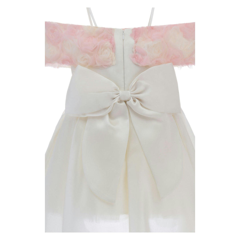 White Claire Cascade Rose Dress
