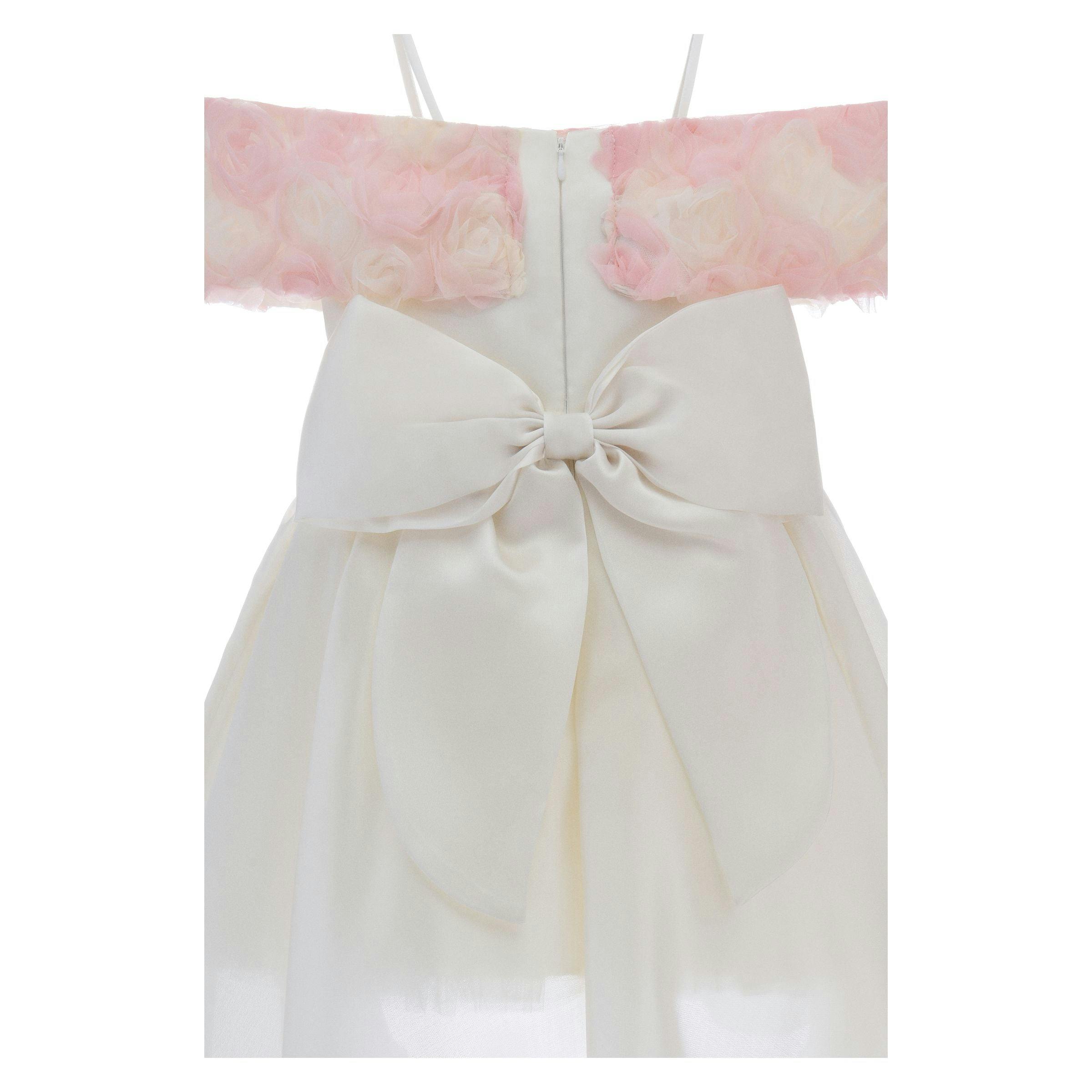 White Claire Cascade Rose Dress