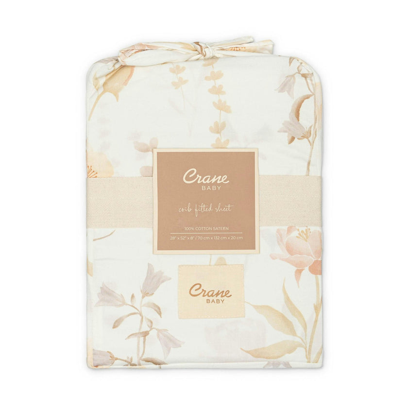 Violet Floral Cotton Fitted Crib Sheet