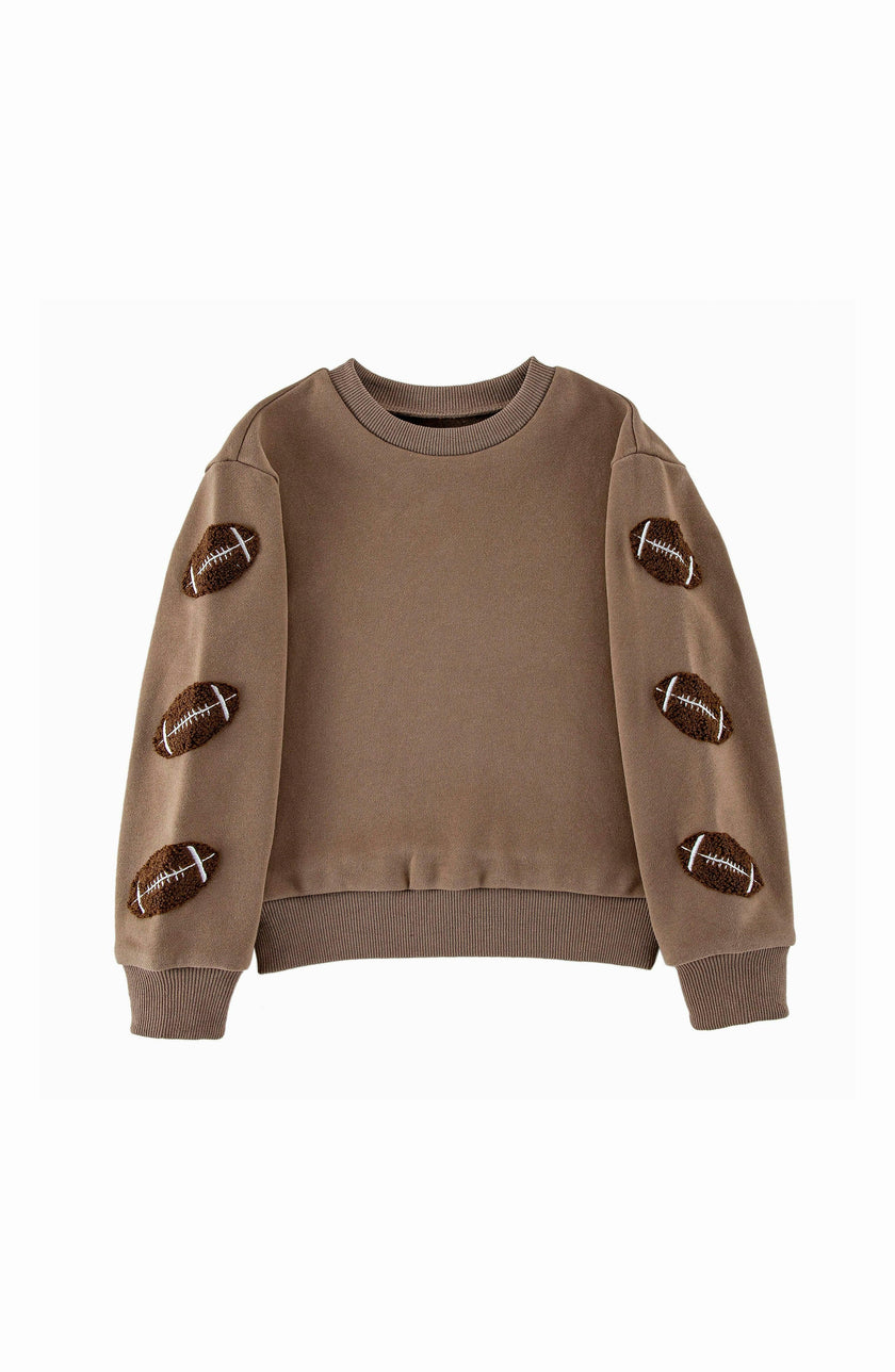 Brushed Fleece Patch Pullover Sweatshirt, Taupe Football