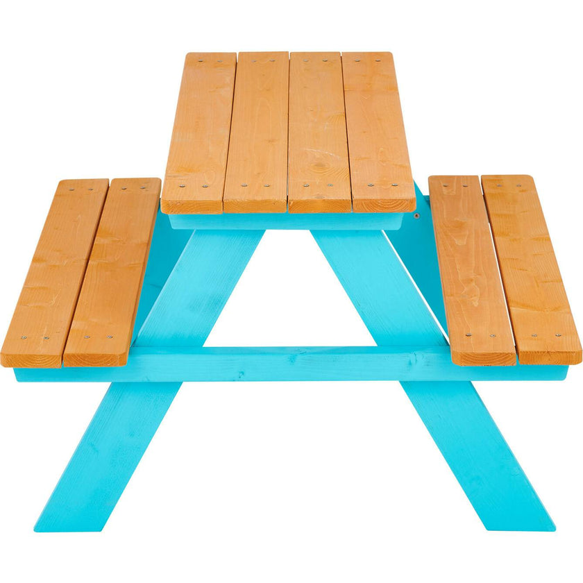 Outdoor Picnic Table & Chair Set - Wood / Petrol