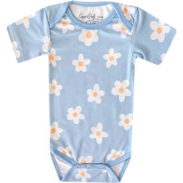 Ultra Soft Short Sleeve Overlap Shoulders Bodysuit, Prints