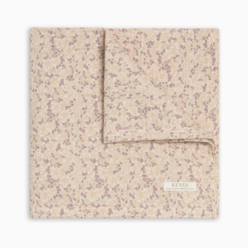 Muslin Swaddle Blanket - Vionna Floral / Shell + Fog