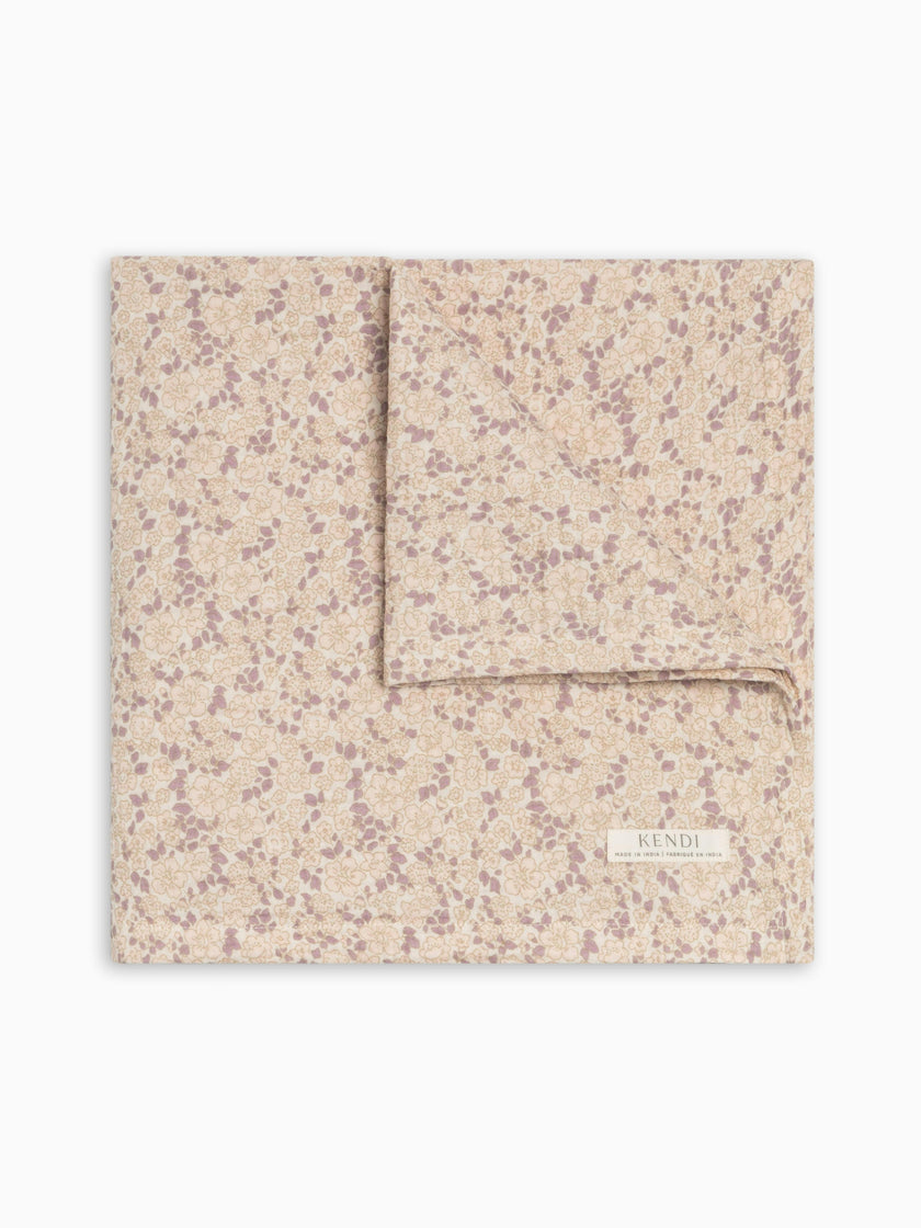 Muslin Swaddle Blanket - Vionna Floral / Shell + Fog