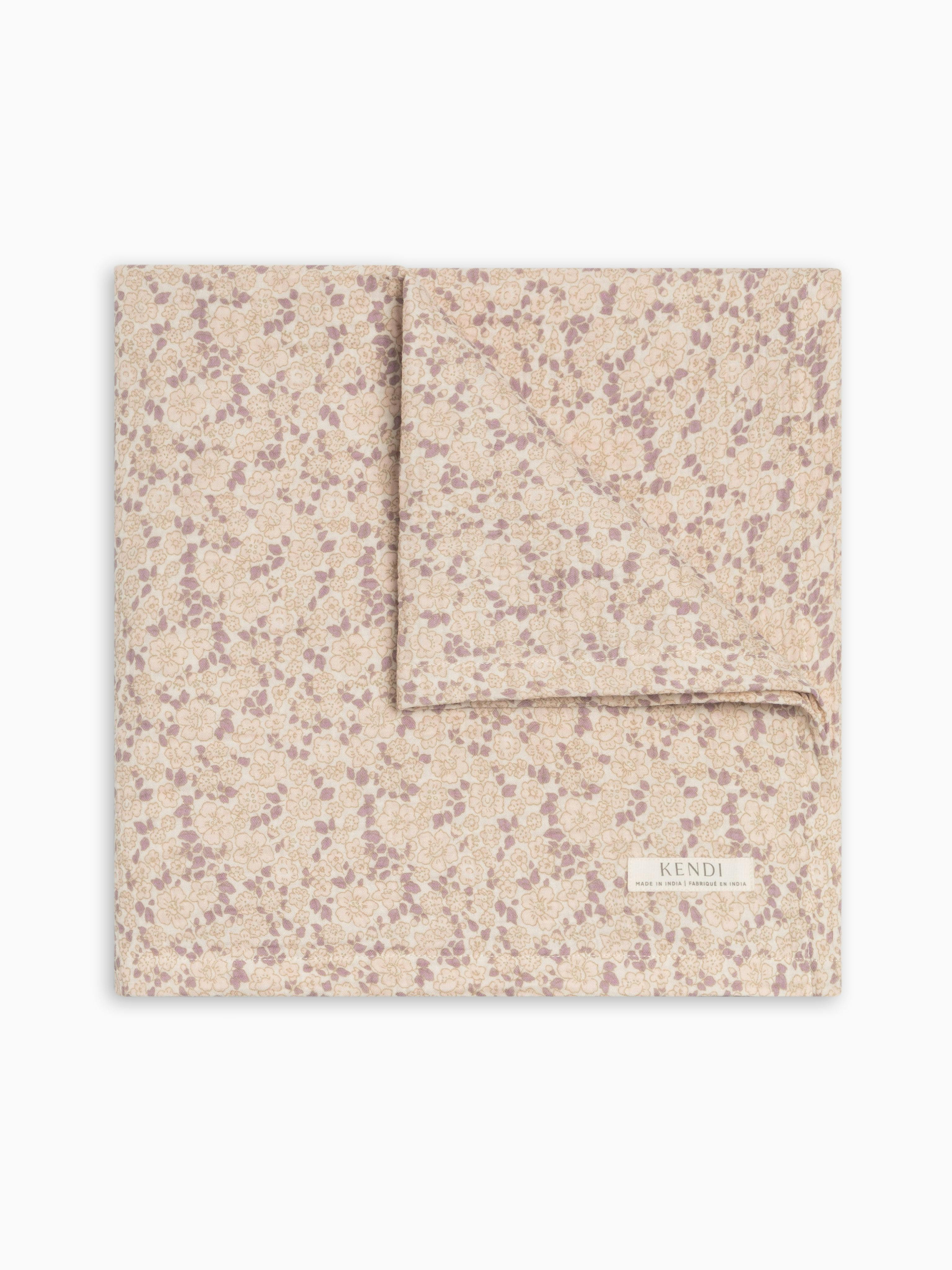 Muslin Swaddle Blanket - Vionna Floral / Shell + Fog
