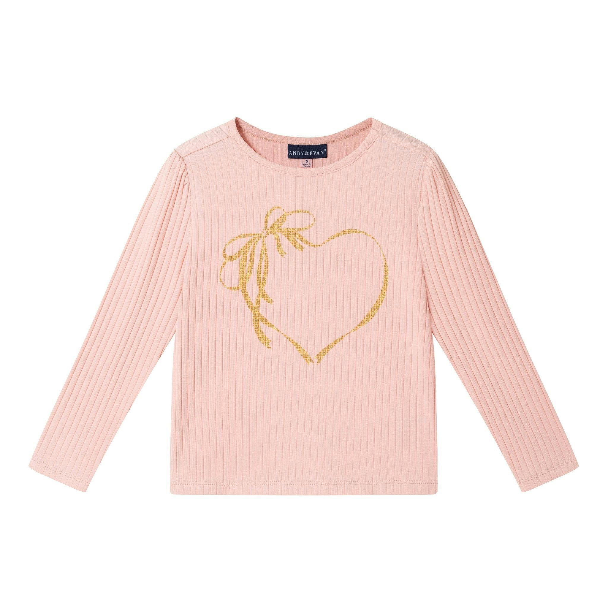 Long Sleeve Tee | Glitter Bow Heart