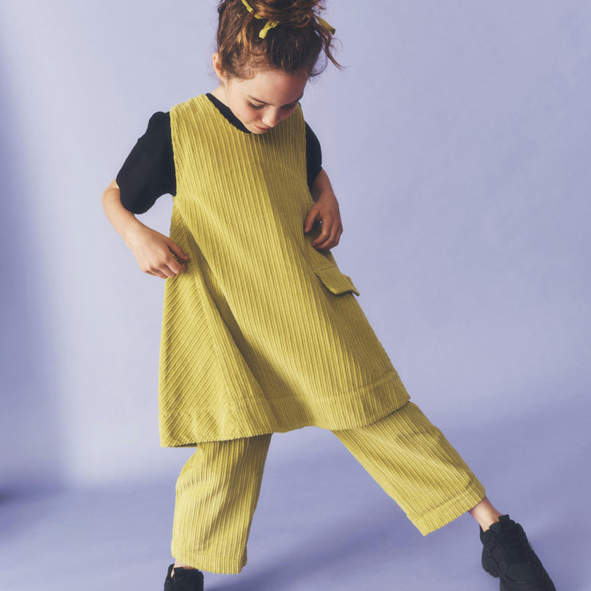 Kids Avery Acid Green Cord Dress
