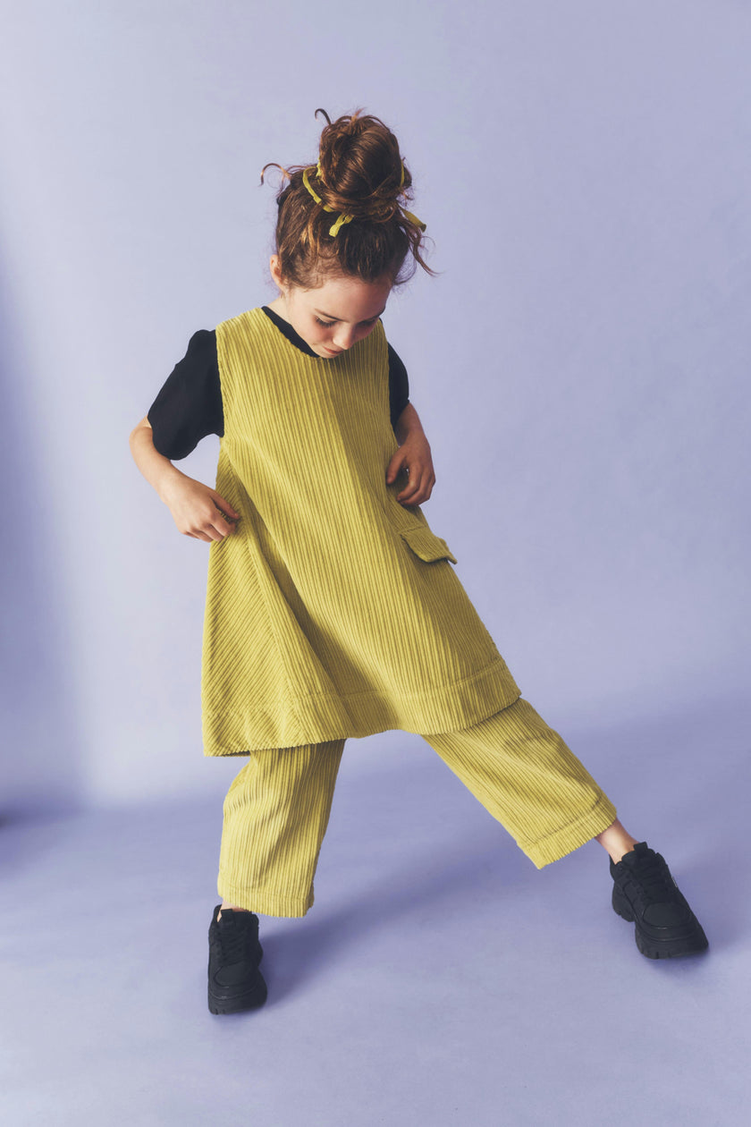 Avery Acid Green Cord Dress