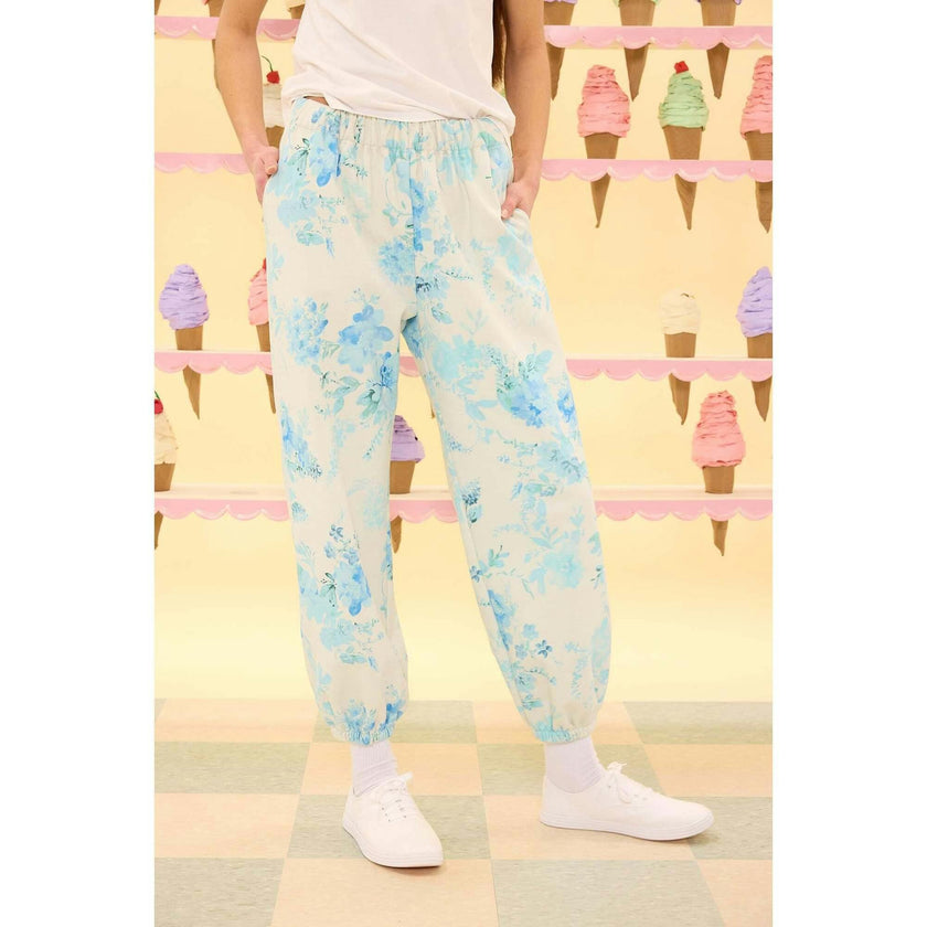 Kian Jogger Sweatpants in Blue Aquarelle Fleur