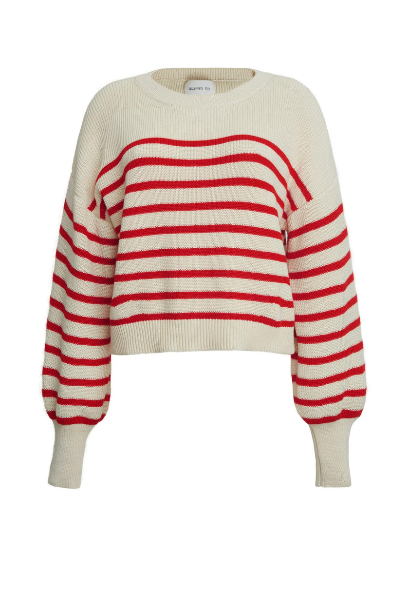 LAYLA STRIPE SWEATER | IVORY + ROSSO
