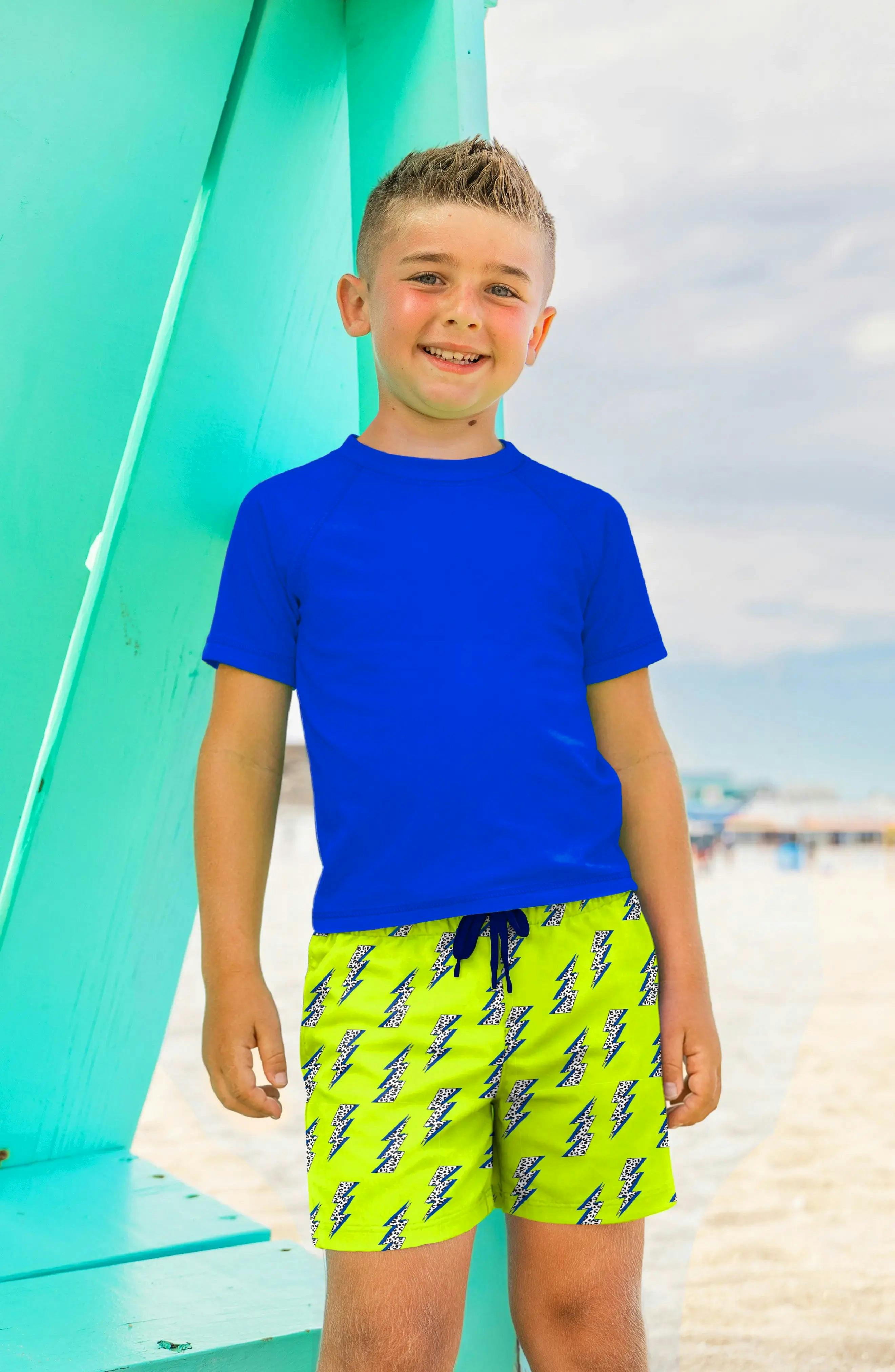 Dylan Boys Lightning Bolt Print Board Shorts