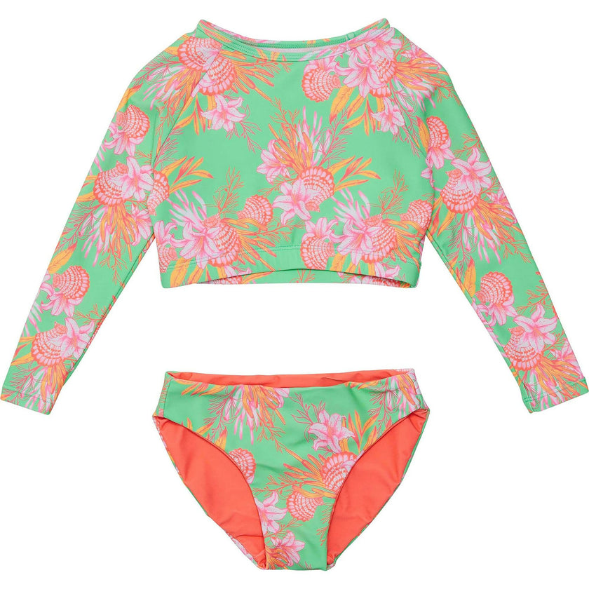 UPF50+ Sustainable Reversible Crop Long Sleeve UPF50+ Rashguard & Bottom Set