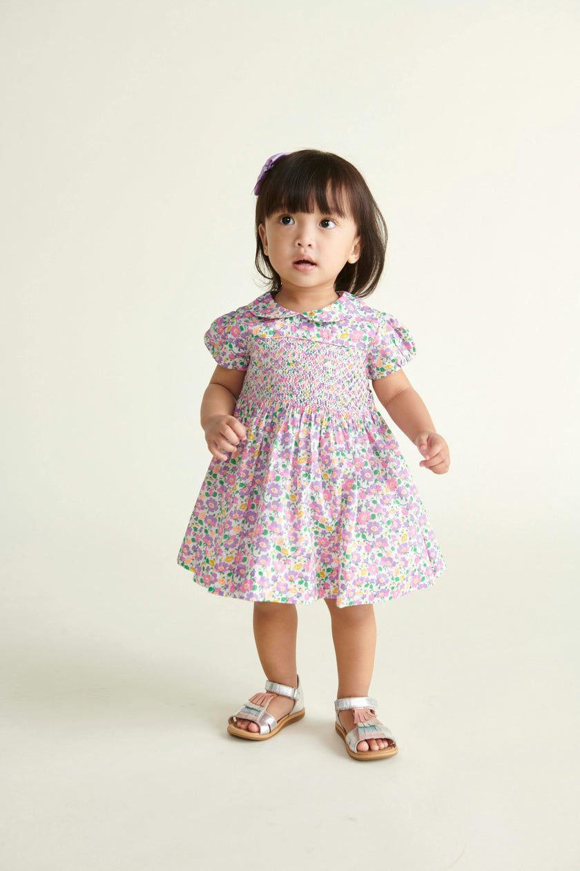 Made With Liberty Fabric Smocked Baby Dress Fable