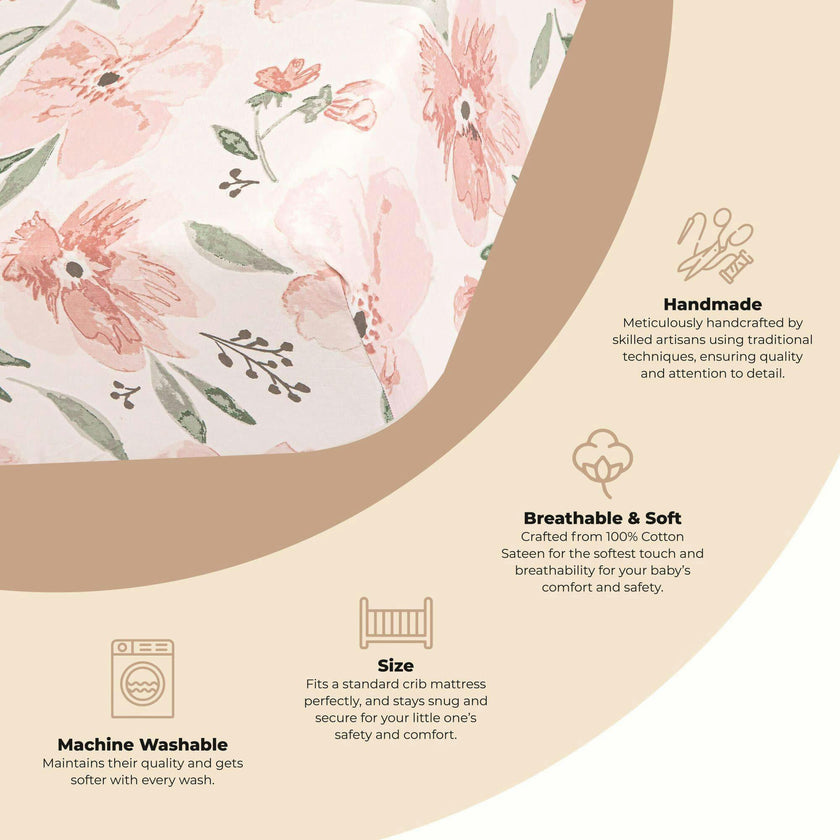 Parker Fitted Crib Sheet (Pink Floral)