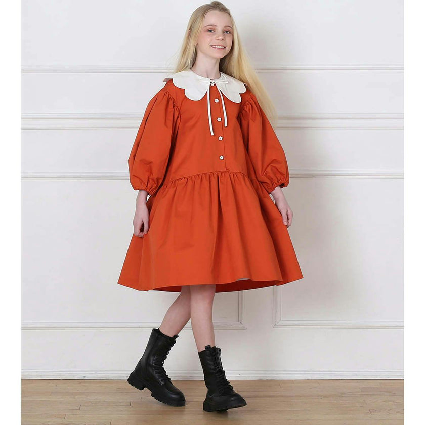 Selena dress (tangerine/ivory)