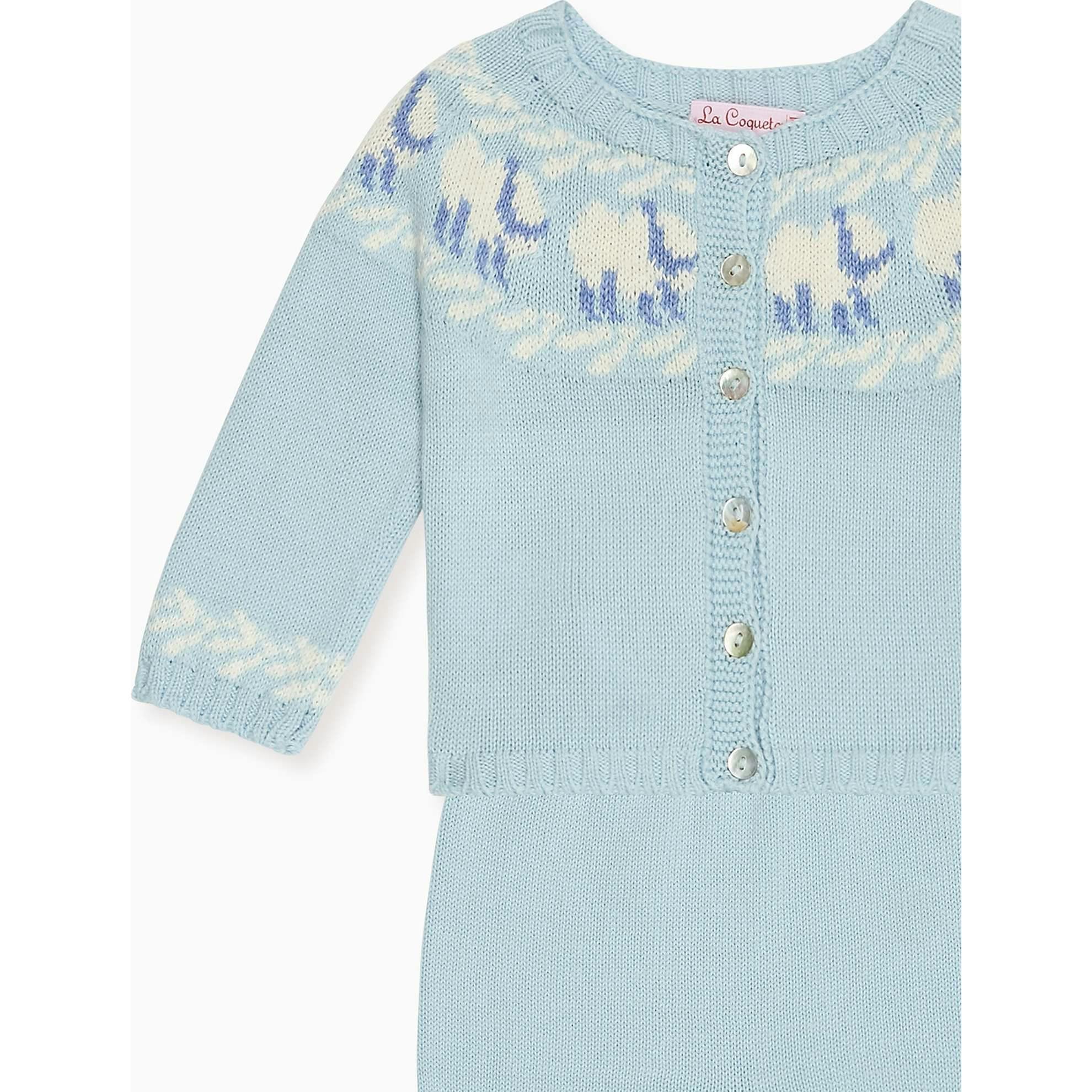 Light Blue Cordero Cotton Baby Knitted Set