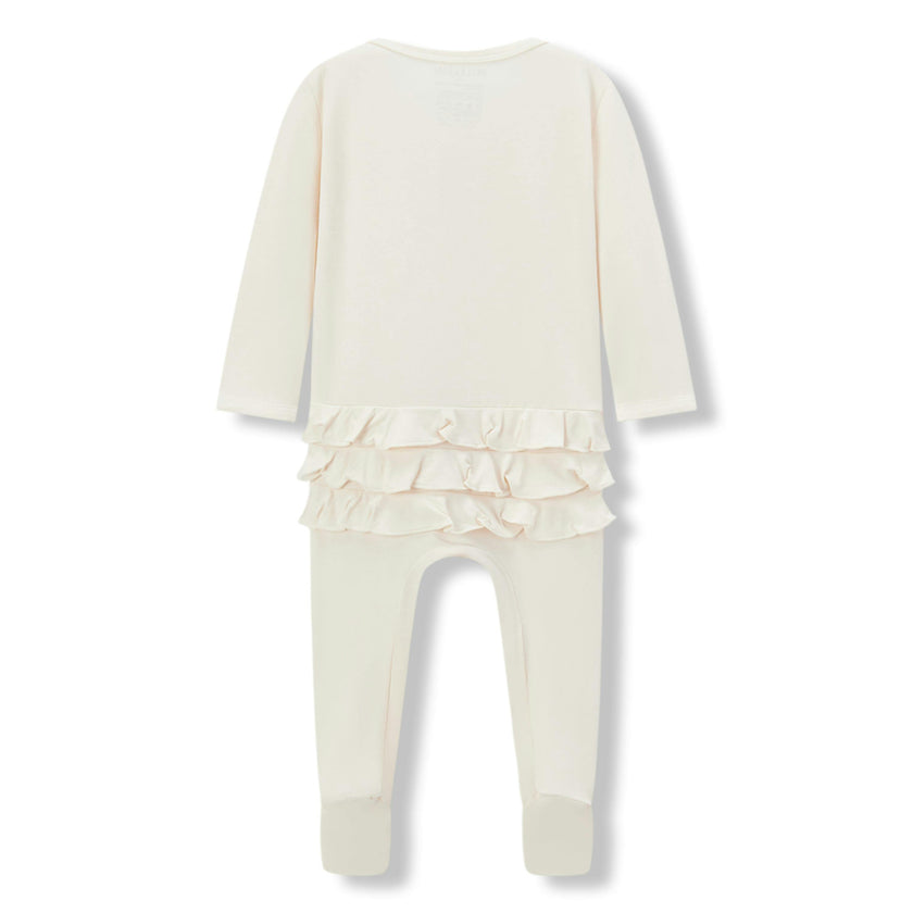 Salt Luxe Solid Ruffle Footed Romper