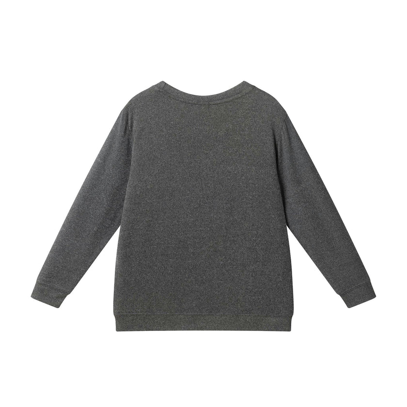 Big Kid Printed Hacci Sweater | Outdoorsy Smiley - Charcoal