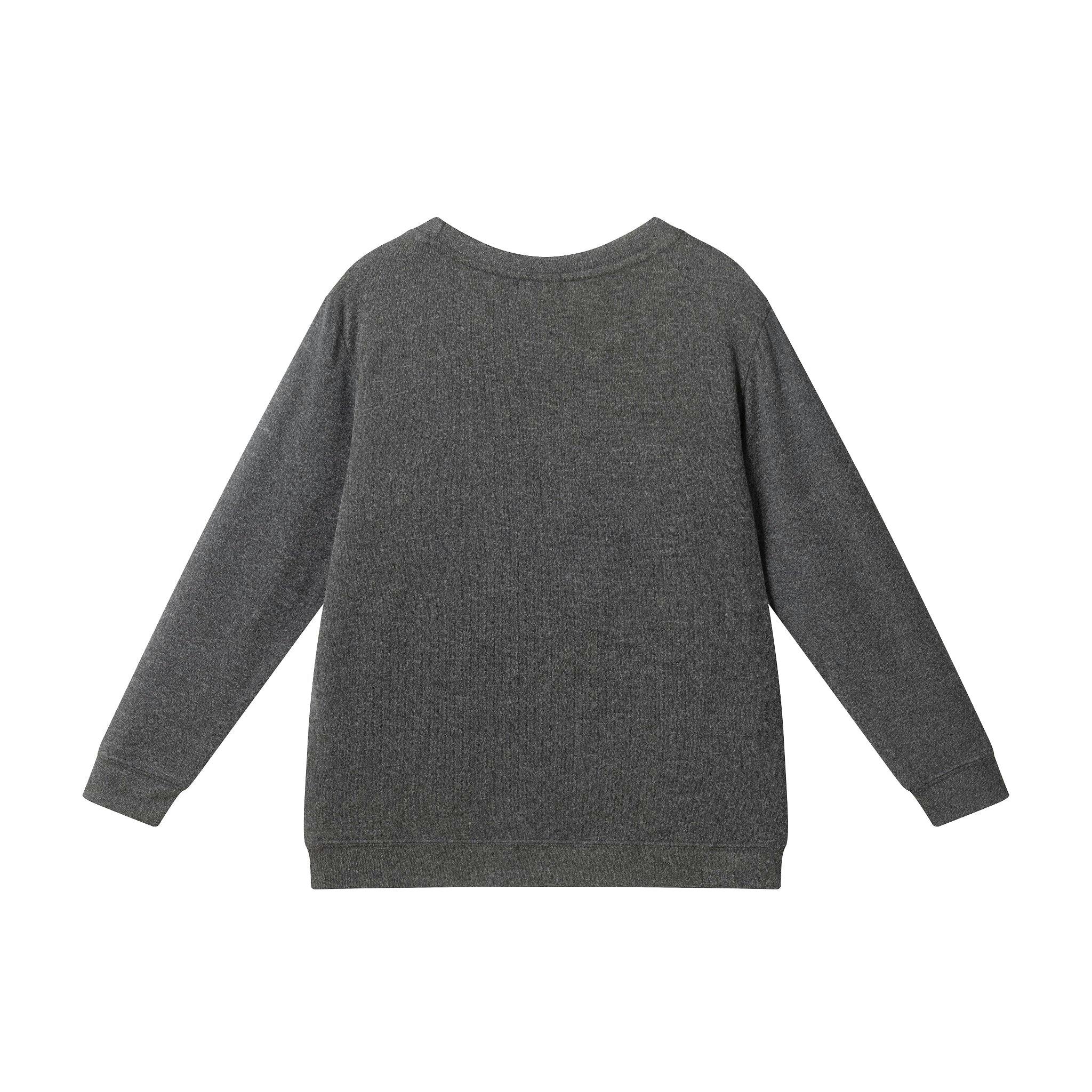 Big Kid Printed Hacci Sweater | Outdoorsy Smiley - Charcoal