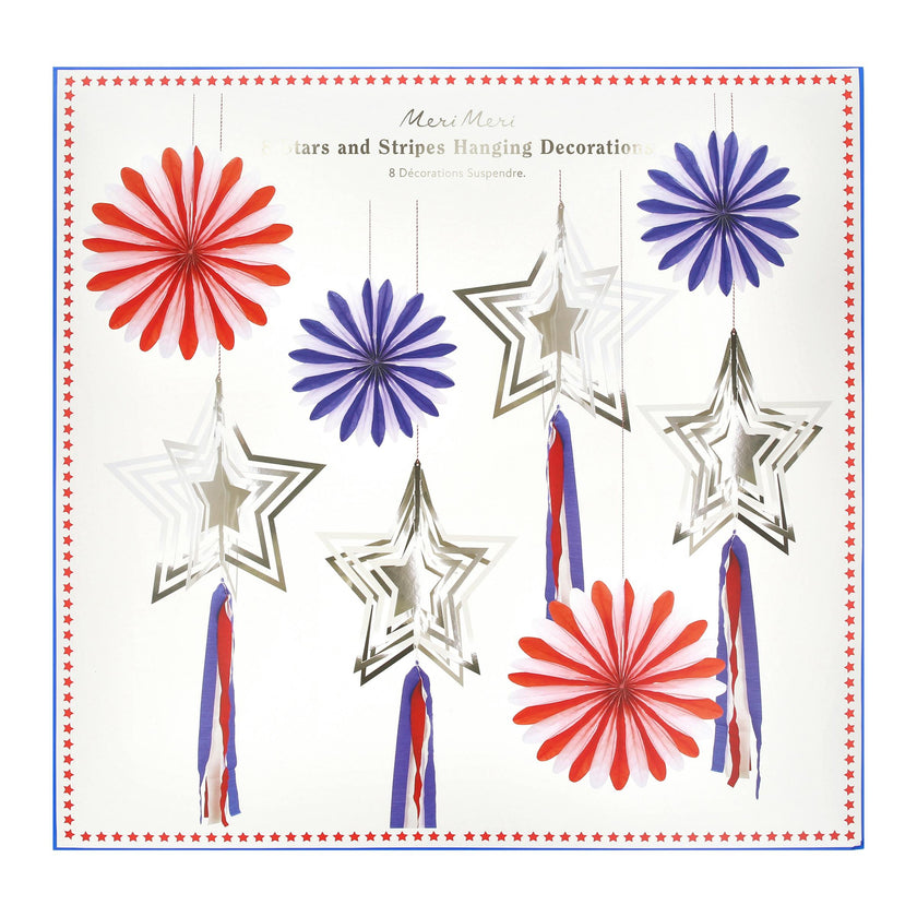 Stars & Stripes Hanging Decorations (x 8)