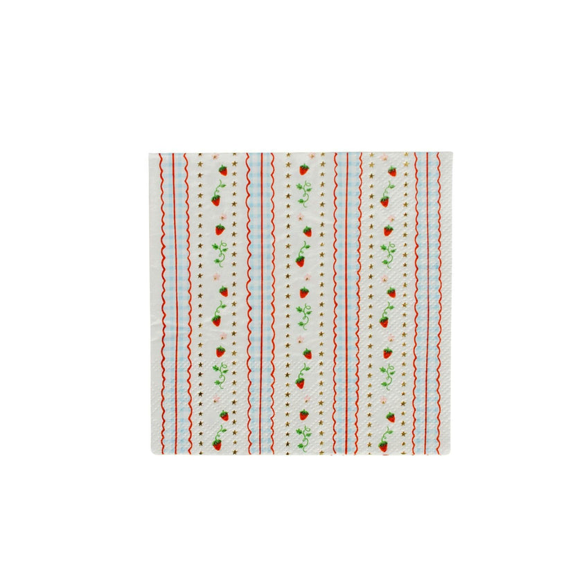 Strawberry Picnic Gingham Print Petite Napkins