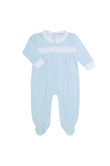 Blue Gingham Smocked Footie