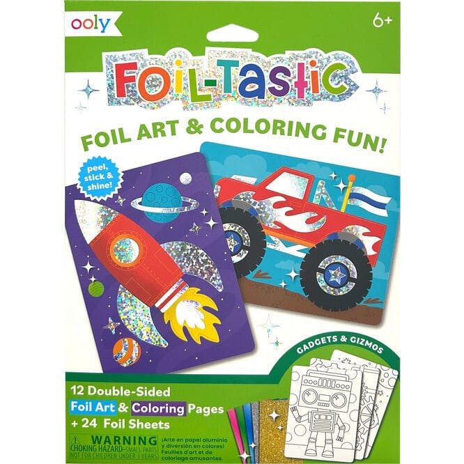 Foil-tastic Foil Art & Coloring Set - Gadgets & Gizmos - 12 Pages 24 Foil Sheets