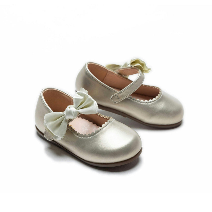 Ivory Satin Elodie Bow Flats