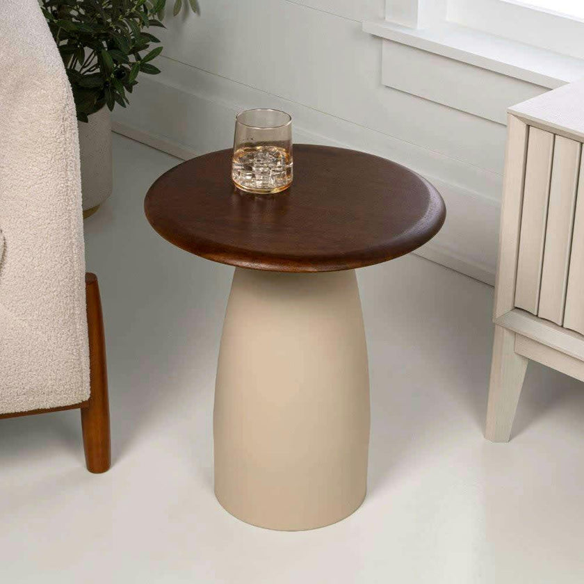 Otto 18" Modern Rustic Round Wood/Metal Accent Table