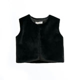 Black Plush Fur Vest