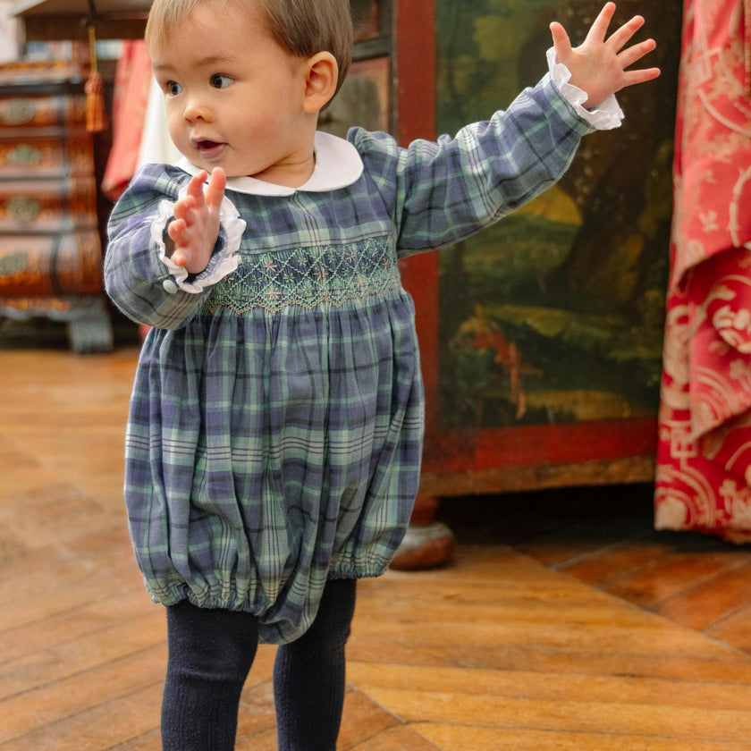 Heidi Blue Tartan Baby Romper