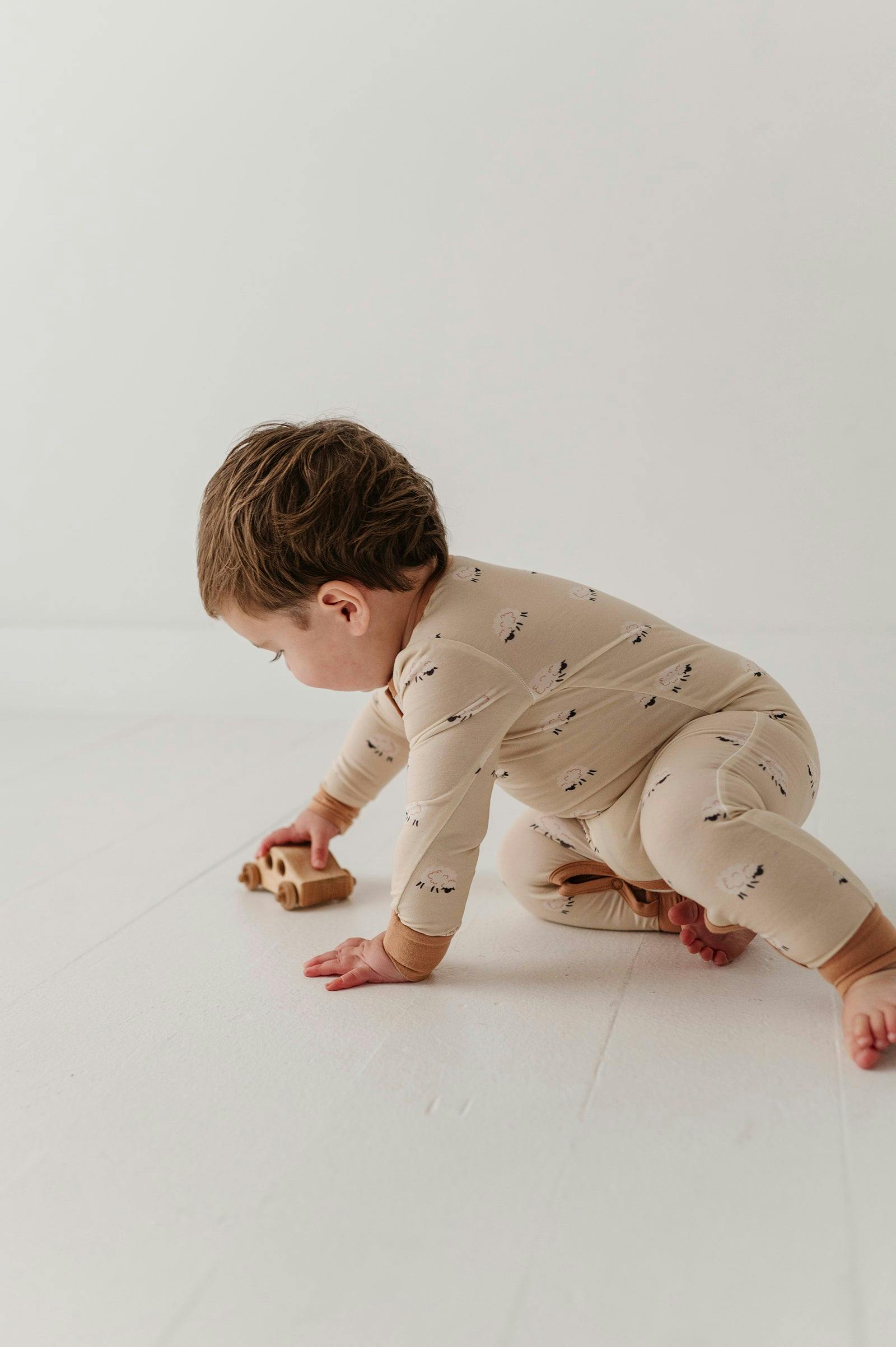 Baby Boy Snap Romper in Sheep