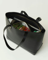 Vegan Leather Work Tote Bag with Removable Insulated Pouch, Black