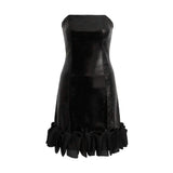 Black Cambria Satin Strapless Dress