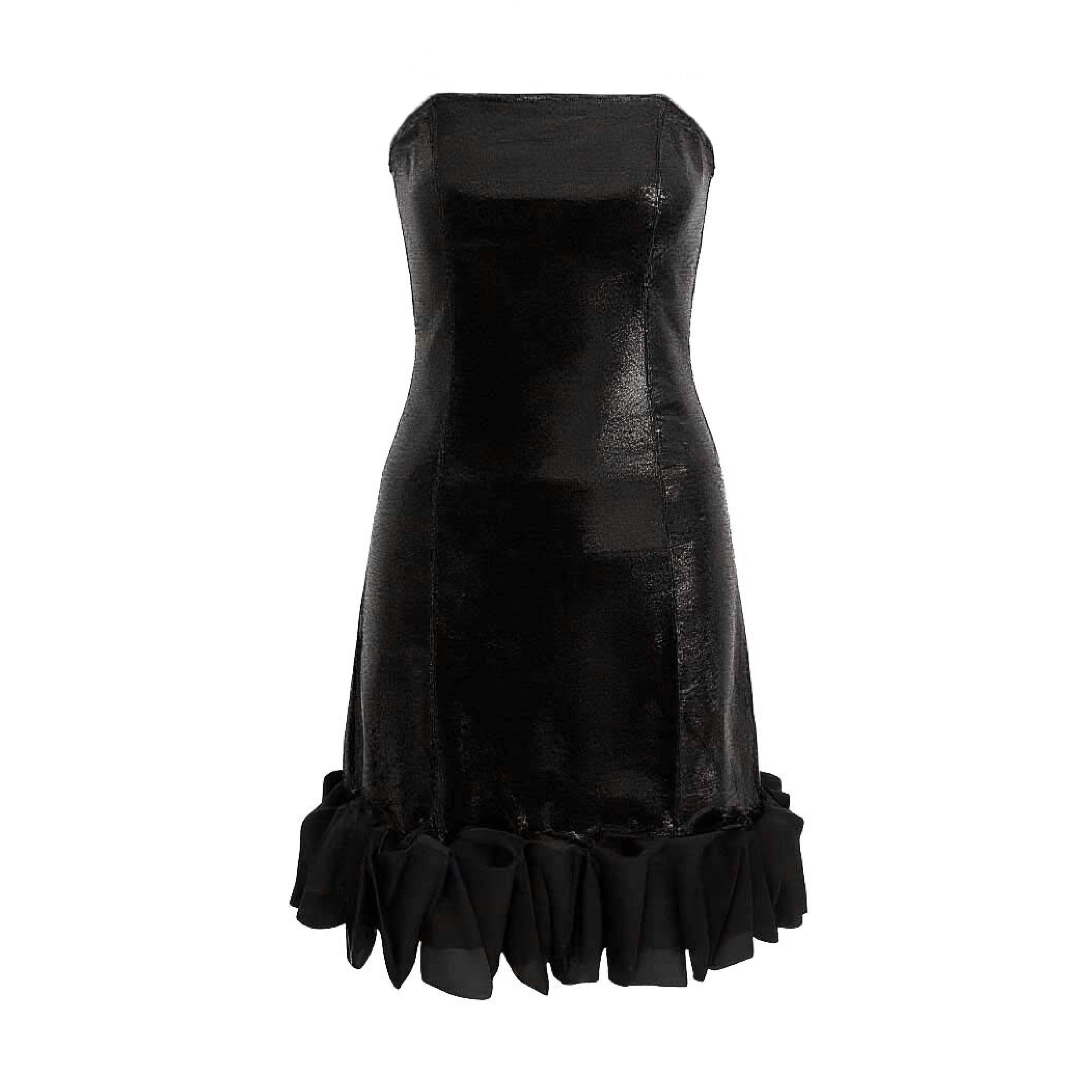 Black Cambria Satin Strapless Dress