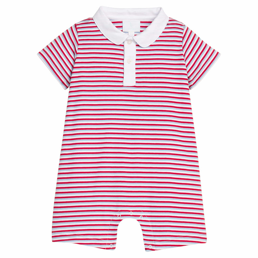 Peter Pan Polo Romper - Americana Stripe