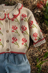 Ines Cardigan in Rouge Bloom
