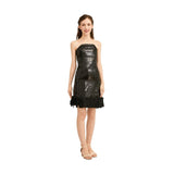 Black Cambria Satin Strapless Dress