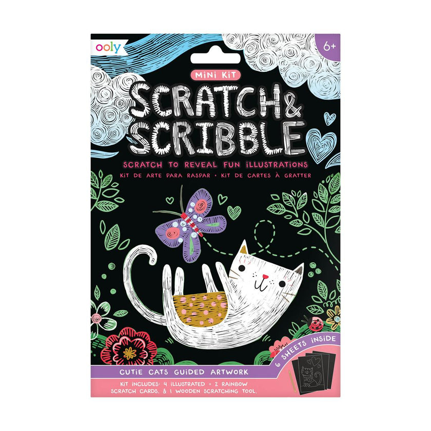 Scratch and Scribble Mini Scratch Art Kit - Cutie Cats - 6 Cards