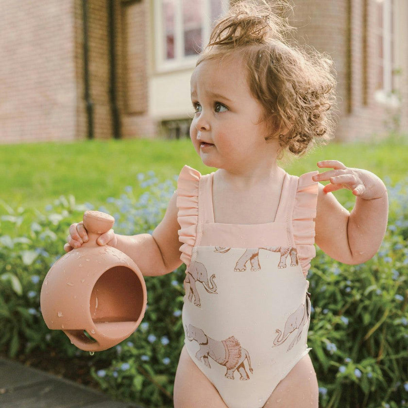 Yellow Gingham Ruffle Square Neck Swimsuit