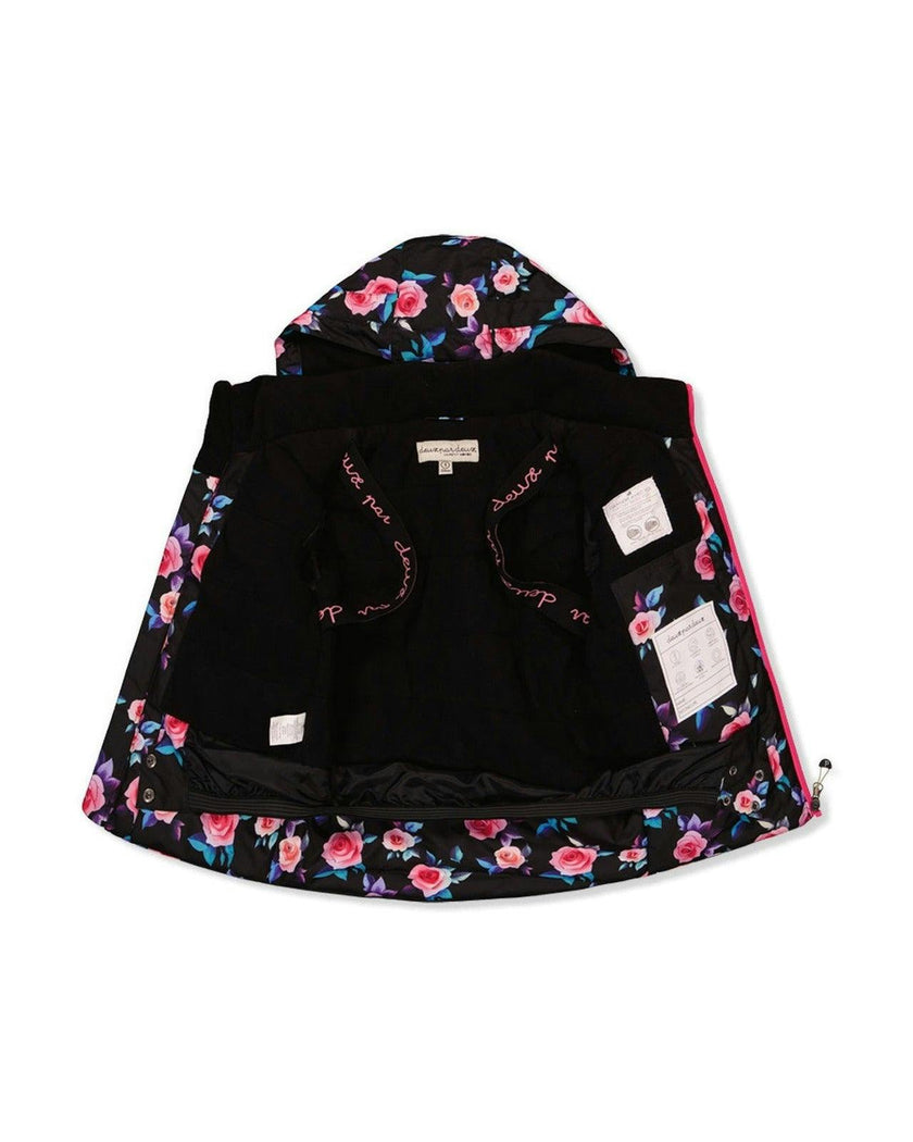 Two Piece Play Snowsuit Black Rose Print