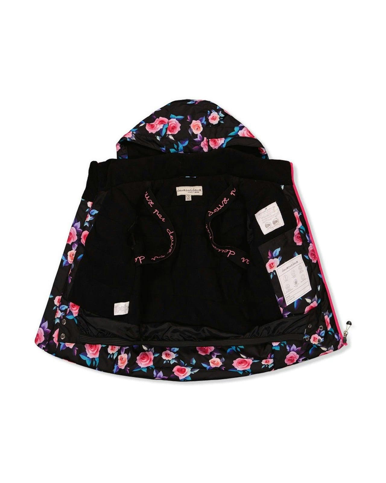 Two Piece Play Snowsuit Black Rose Print
