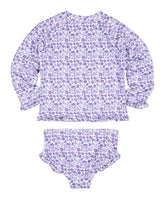 Floral Print Rashguard Swimsuit W/Ruffles