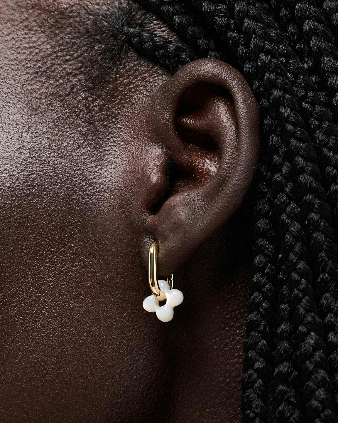 Flower Earrings - Cassia Hoops Mother of Pearl