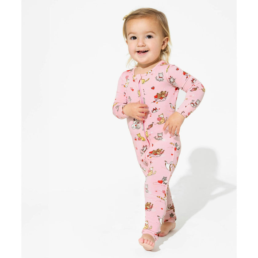 Valentines Kittens Bamboo Convertible Footie