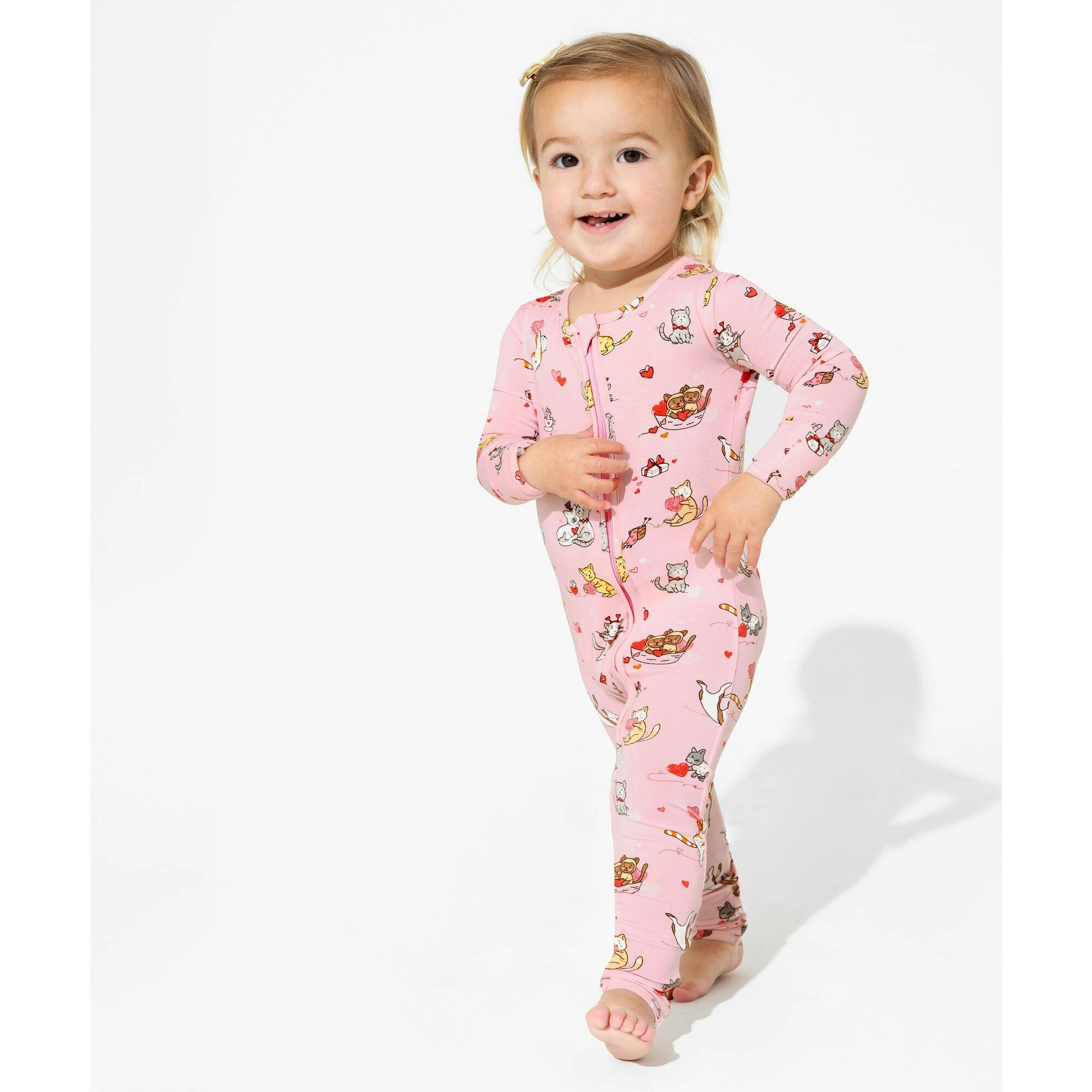 Valentines Kittens Bamboo Convertible Footie
