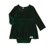 Holiday Velvet Embroidered Snap Closure Bubble Romper