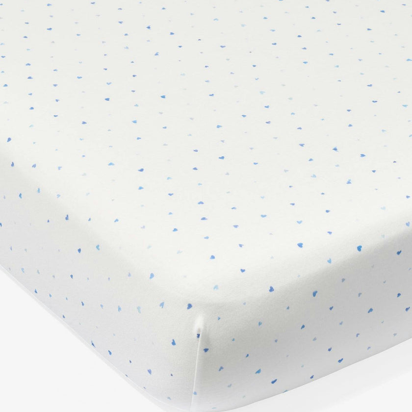 Crib Sheet, Blue Hearts