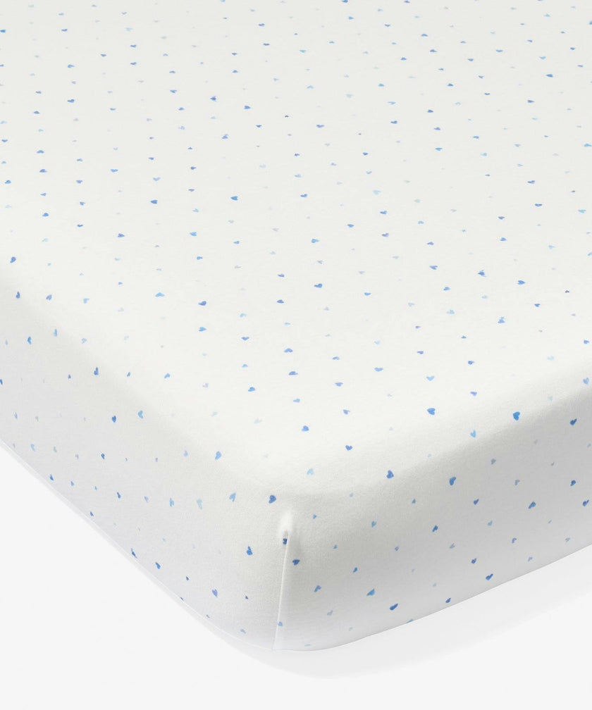 Crib Sheet, Blue Hearts